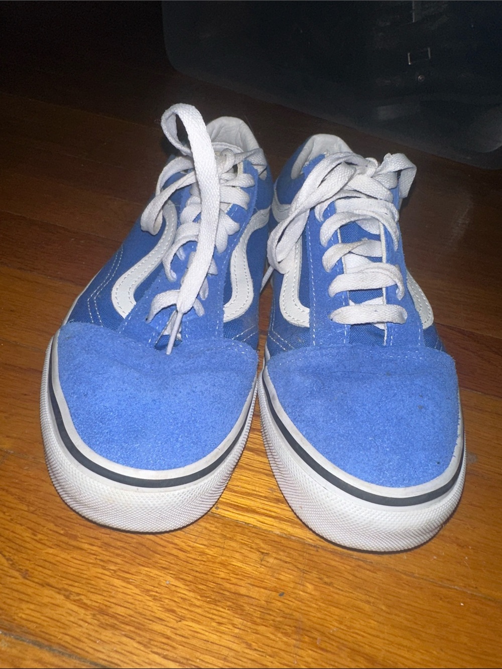 Size 7  Blue Vans Low-Top Skate Sneakers with White Accents